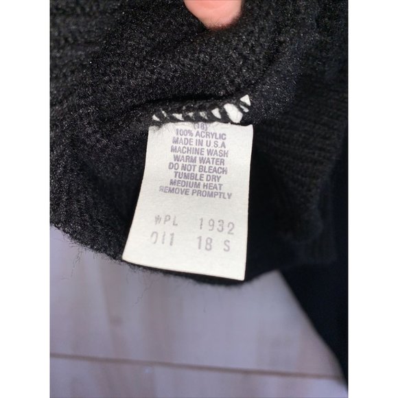 Vintage 1980-90s Black Knit Rose Embroidered Sweater by Picket & Post Petites S - Picture 6 of 6